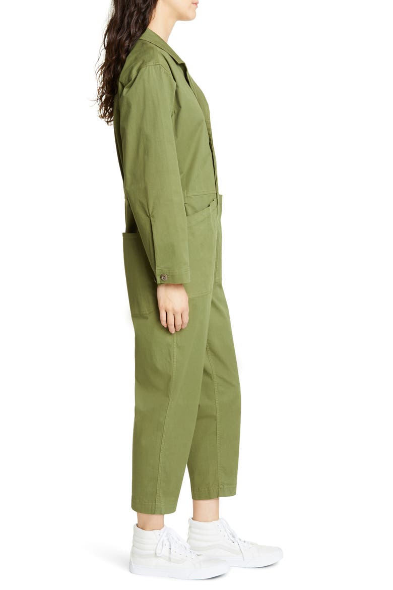 Stretch Cotton Jumpsuit, Alternate, color, ARMY GREEN