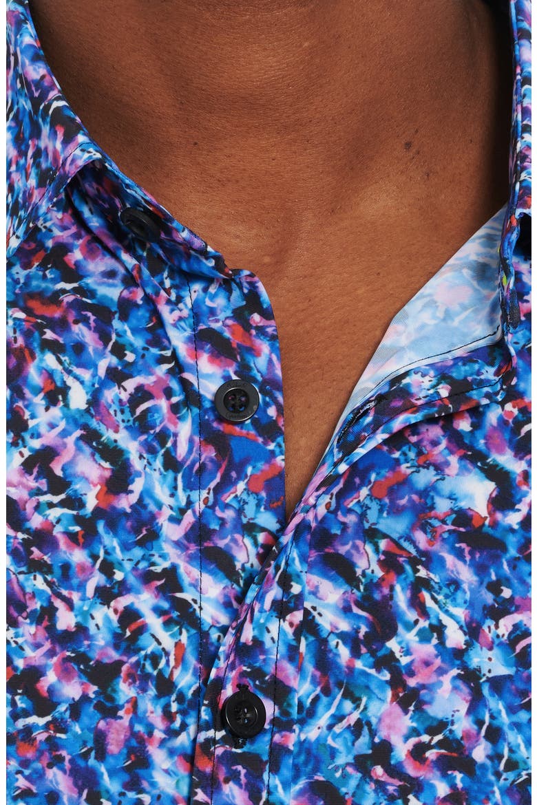 Extrasolar Short Sleeve Button-Up Performance Shirt, Alternate, color, BLUE MULTI