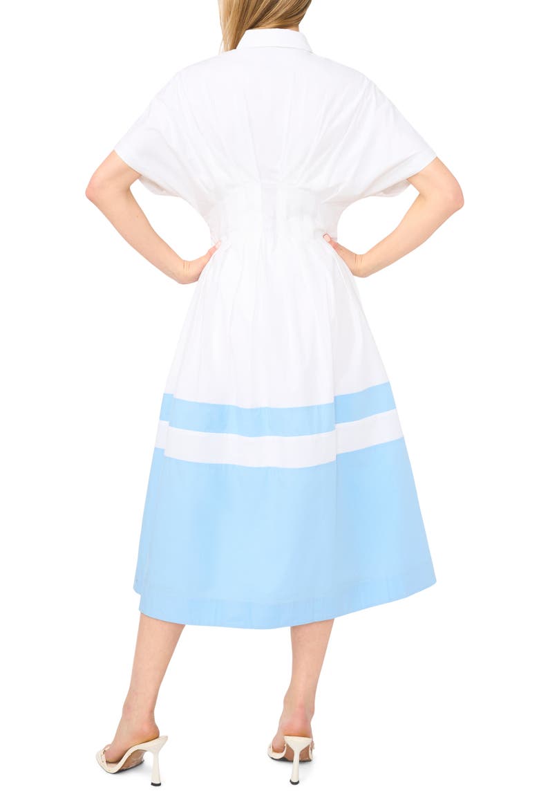 Colorblock Short Sleeve Cotton Shirtdress, Alternate, color, BRIGHT WHITE