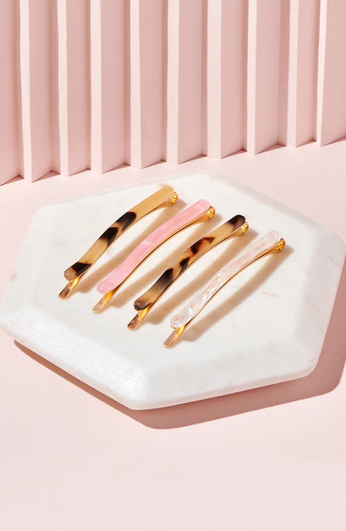 The Hair Edit 4-pack Assorted Marble Slim Bobby Pins In Multi