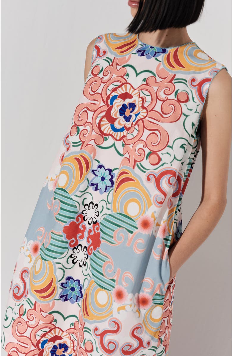 De Loreta Mundo Sleeveless Column Cotton Minidress, Alternate, color,