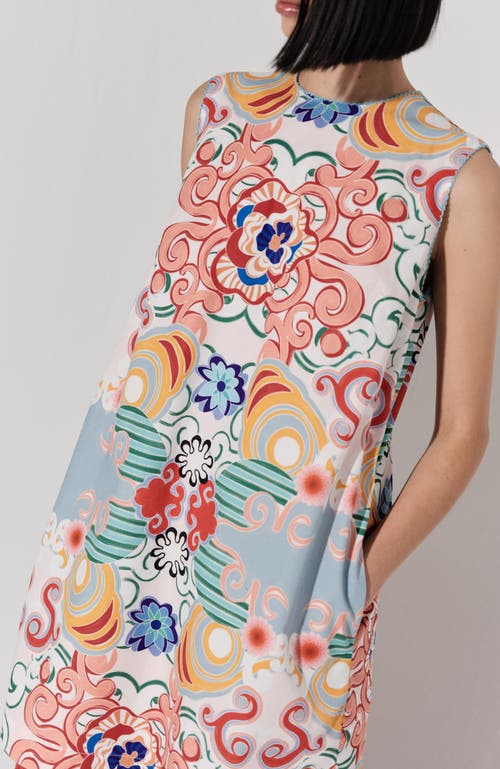 De Loreta Mundo Sleeveless Column Cotton Minidress In Multi