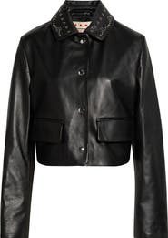 Marni Studded Collar Cropped Leather Jacket