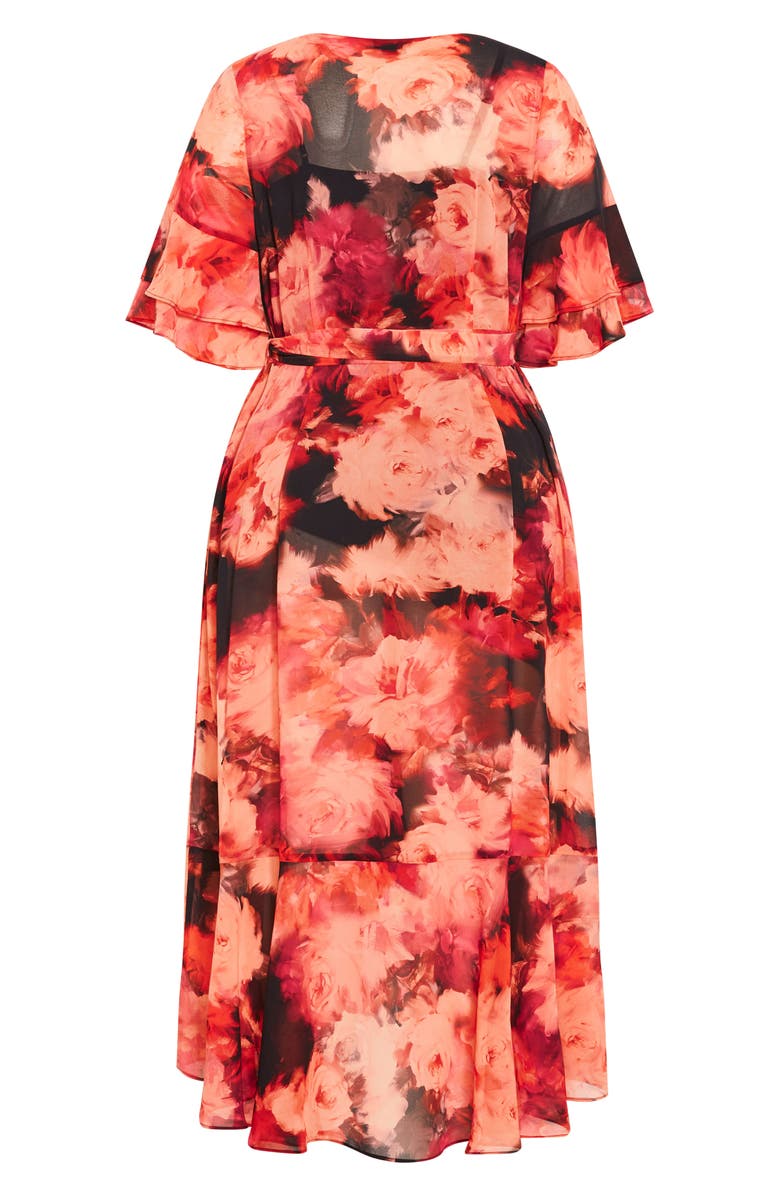 City Chic Mischa Floral Flutter Sleeve Wrap Maxi Dress, Alternate, color,