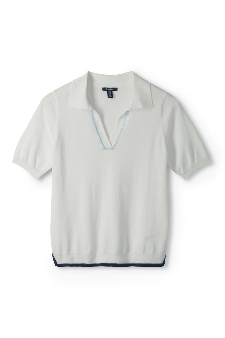 Johnny Collar Short Sleeve Sweater, Alternate, color, WHITE