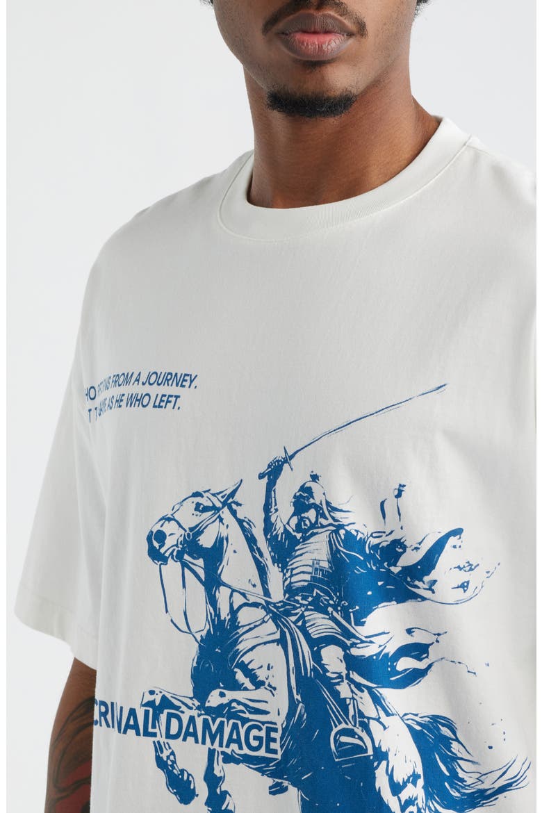 Samurai Graphic T-Shirt, Alternate, color, OFF-WHITE/ BLUE