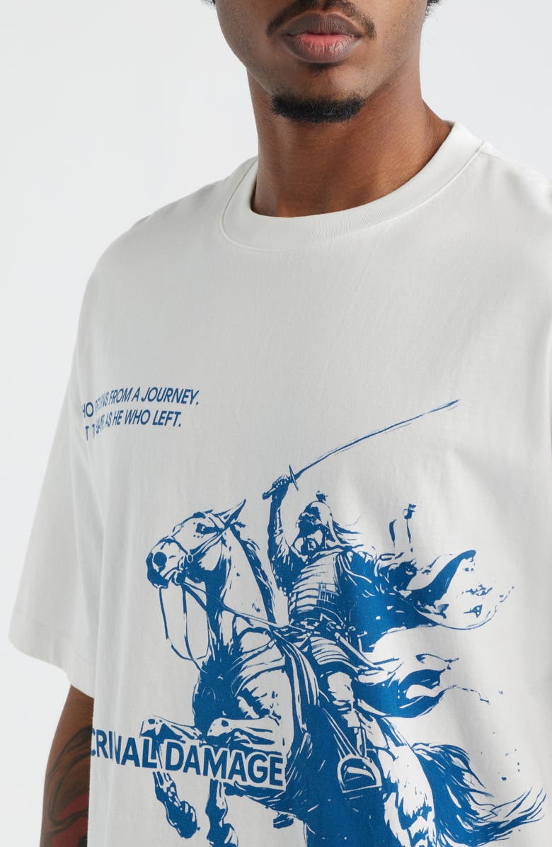 CRIMINAL DAMAGE Samurai Graphic T-Shirt, Alternate, color, Off-White/ Blue