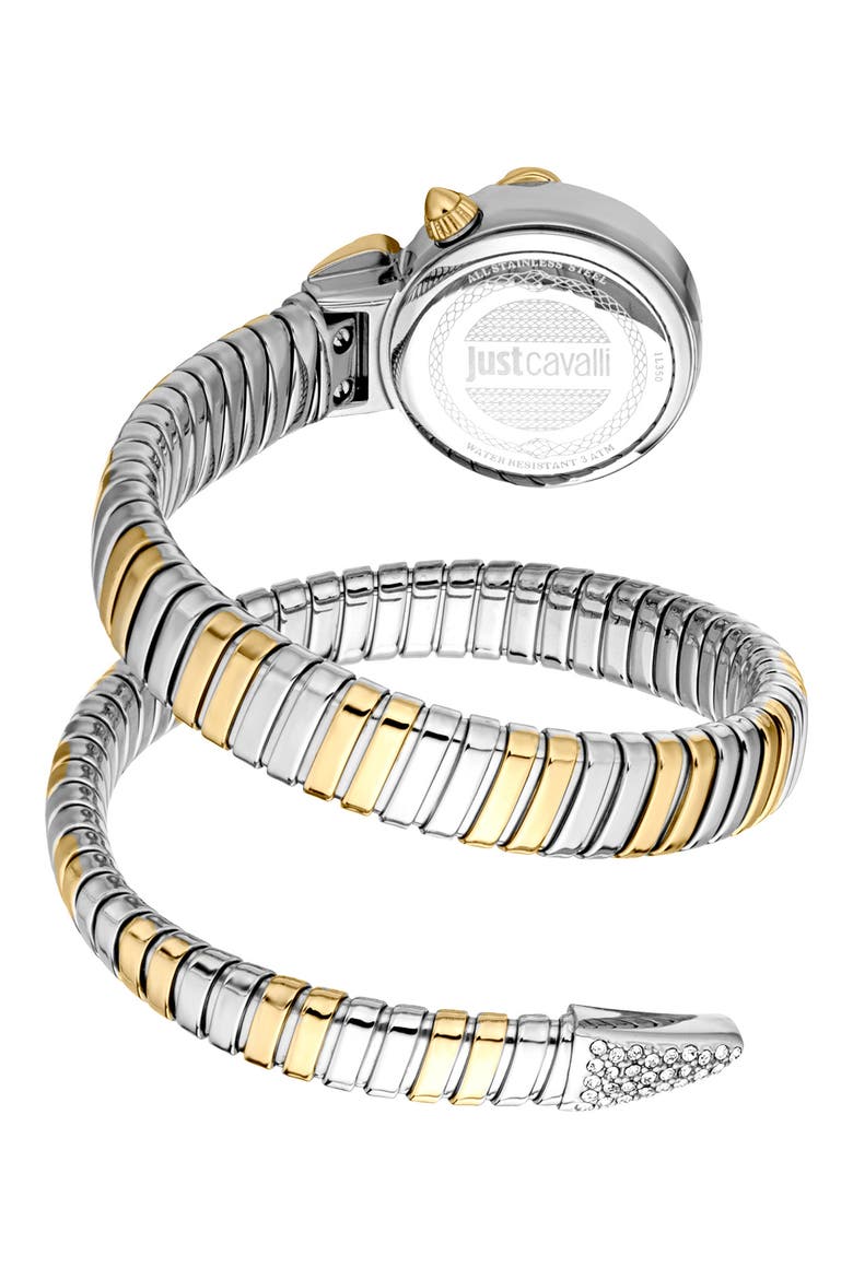 Radiosa Snake Wraparound Bracelet Watch, 22mm, Alternate, color, SILVER/ TWO TONE