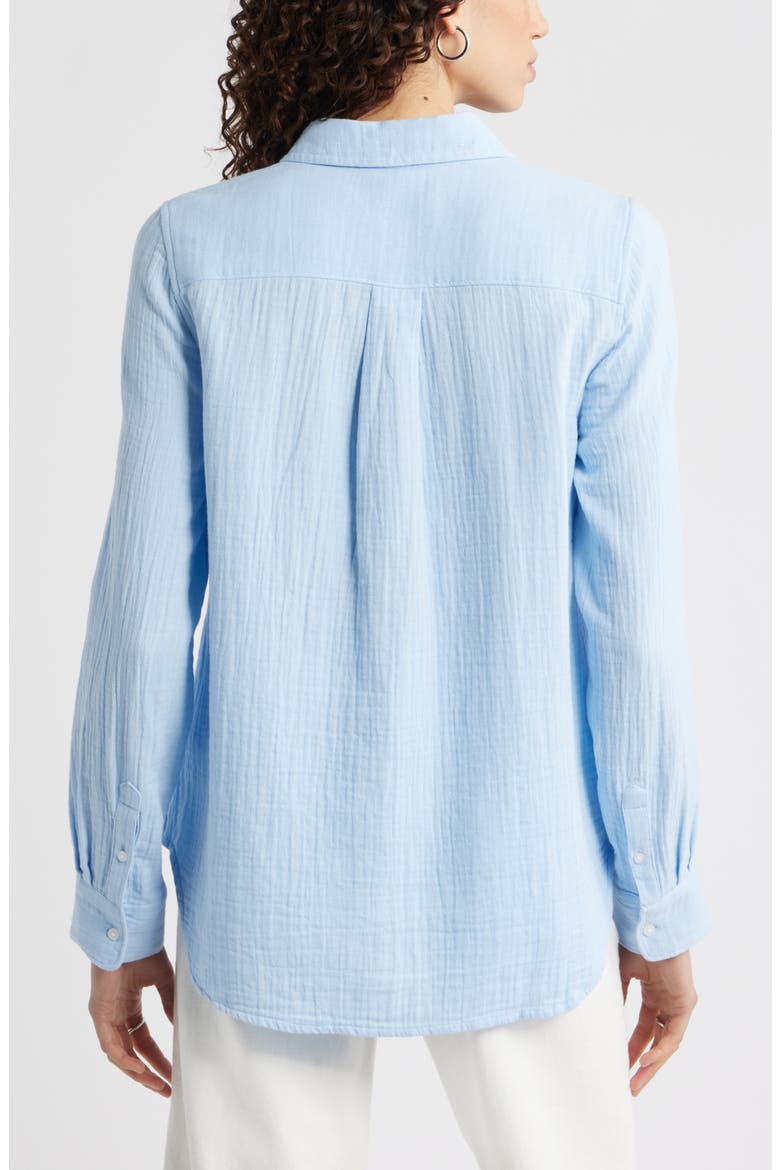 Casual Gauze Button-Up Shirt, Alternate, color, BLUE WINDSURFER