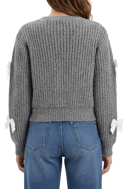 Lush Bow Appliqué Cardigan In Gray