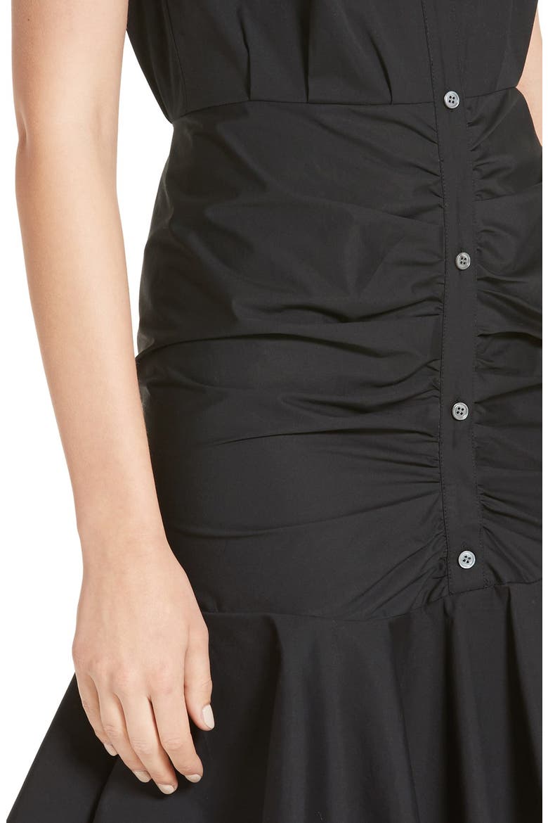 Flare Hem Ruched Shirtdress, Alternate, color, BLACK