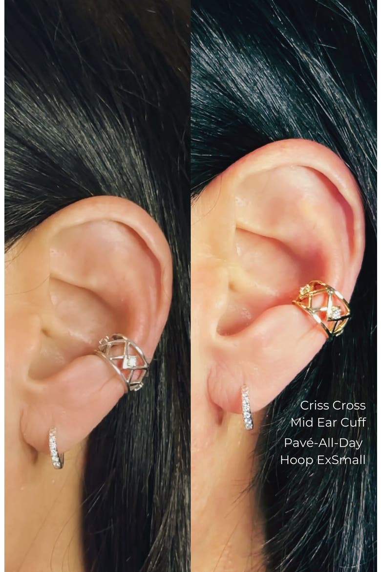 Criss Cross Ear Cuff Mid Ear, Alternate, color, Silver