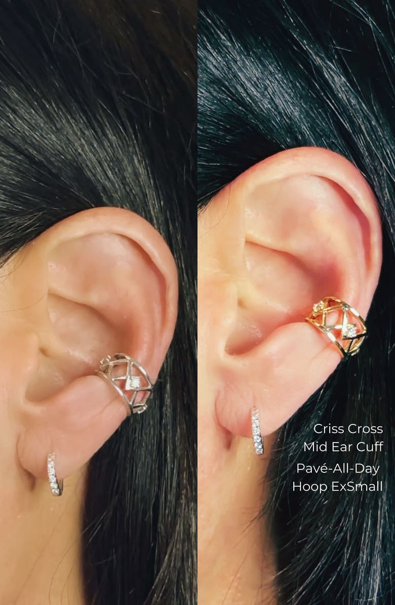 Seed2Stone Criss Cross Ear Cuff Mid Ear, Alternate, color, Silver