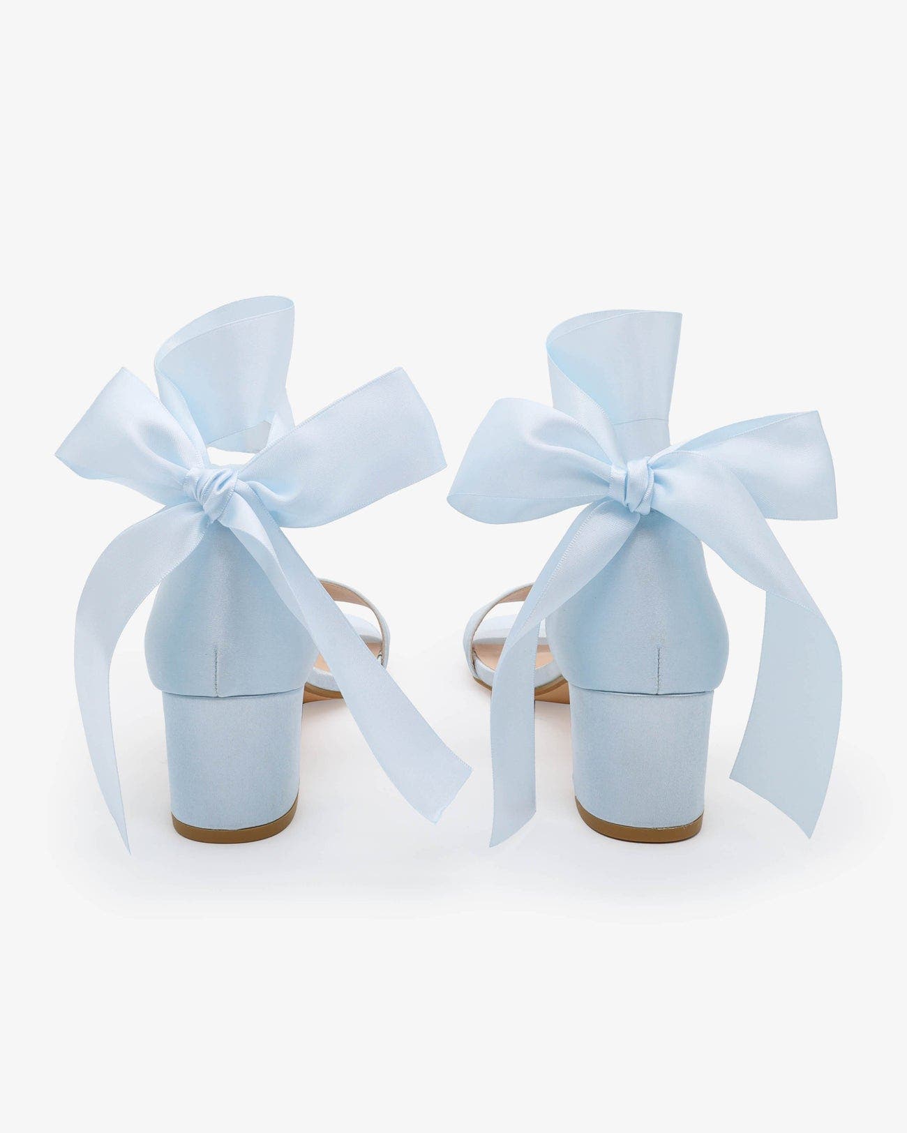 Kailee P Naomi Satin Block Heel Wedding Sandal with Wrapped Satin Ribbon Tie, Alternate, color, Light Blue