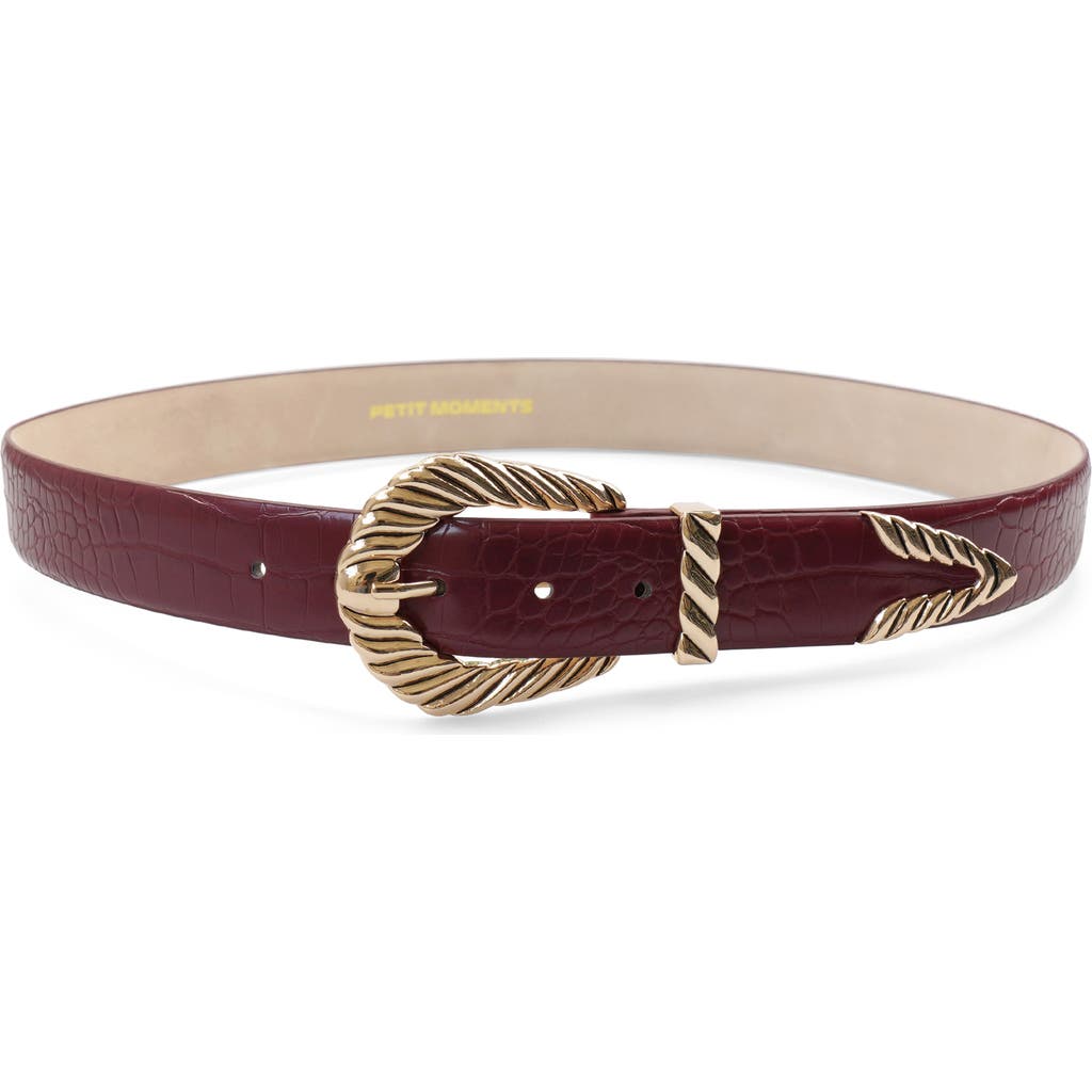 Petit Moments Modern Rodeo Burgundy Western Belt In Burgundy/gold