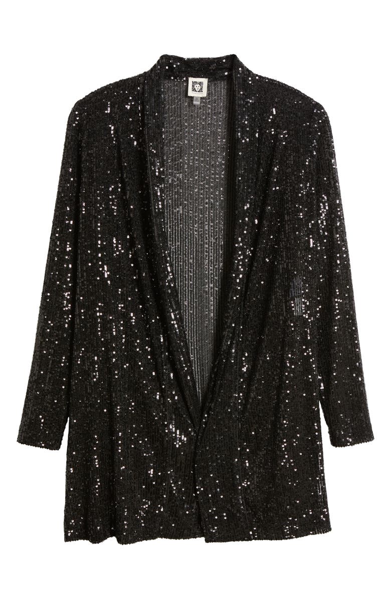 Anne Klein Sequin Draped Open Front Cardigan, Alternate, color, 