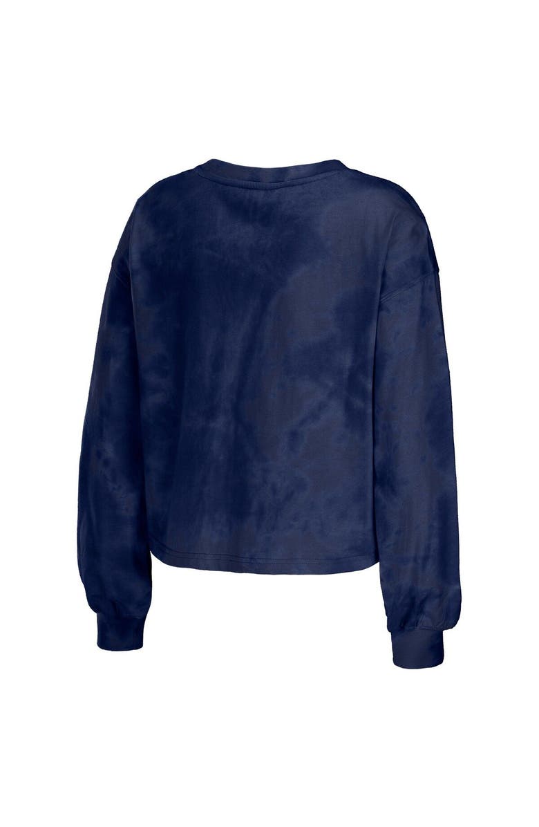 WEAR by Erin Andrews Women's WEAR by Erin Andrews Navy Washington Nationals Tie-Dye Cropped Pullover Sweatshirt & Shorts Lounge Set, Alternate, color, Navy