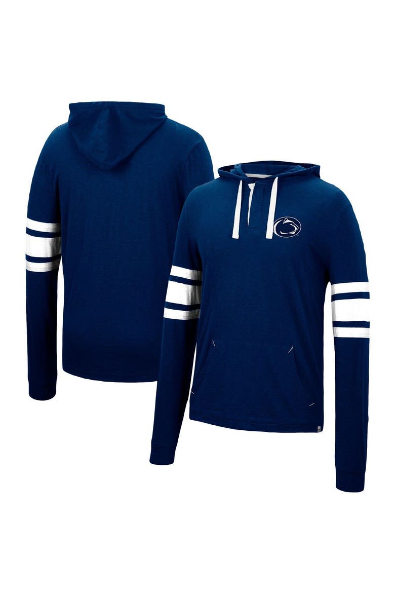 Men's Colosseum Navy Penn State Nittany Lions Lebowski Hoodie Long Sleeve T-Shirt, Main, color, Navy