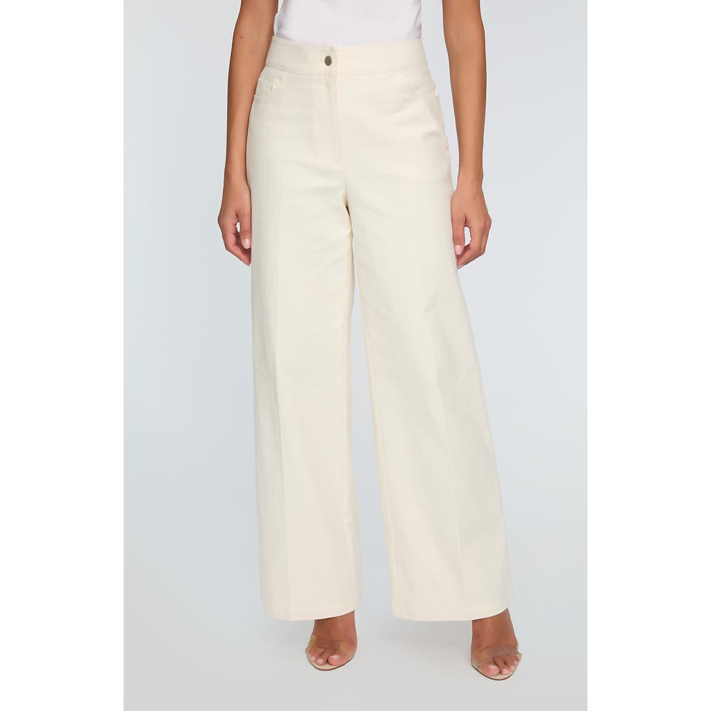 Shop Elie Tahari The Leith High Waist Stretch Cotton Pants In Ecru