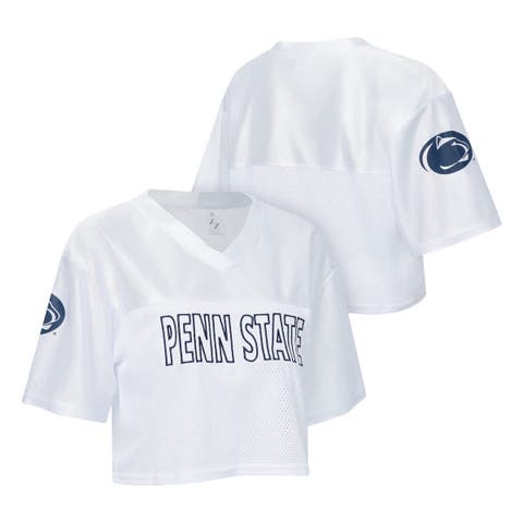 Women
s ZooZatz White Penn State Nittany Lions Mesh Cropped V-Neck T-Shirt