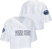 ZOOZATZ Women's ZooZatz White Penn State Nittany Lions Mesh Cropped V-Neck T-Shirt