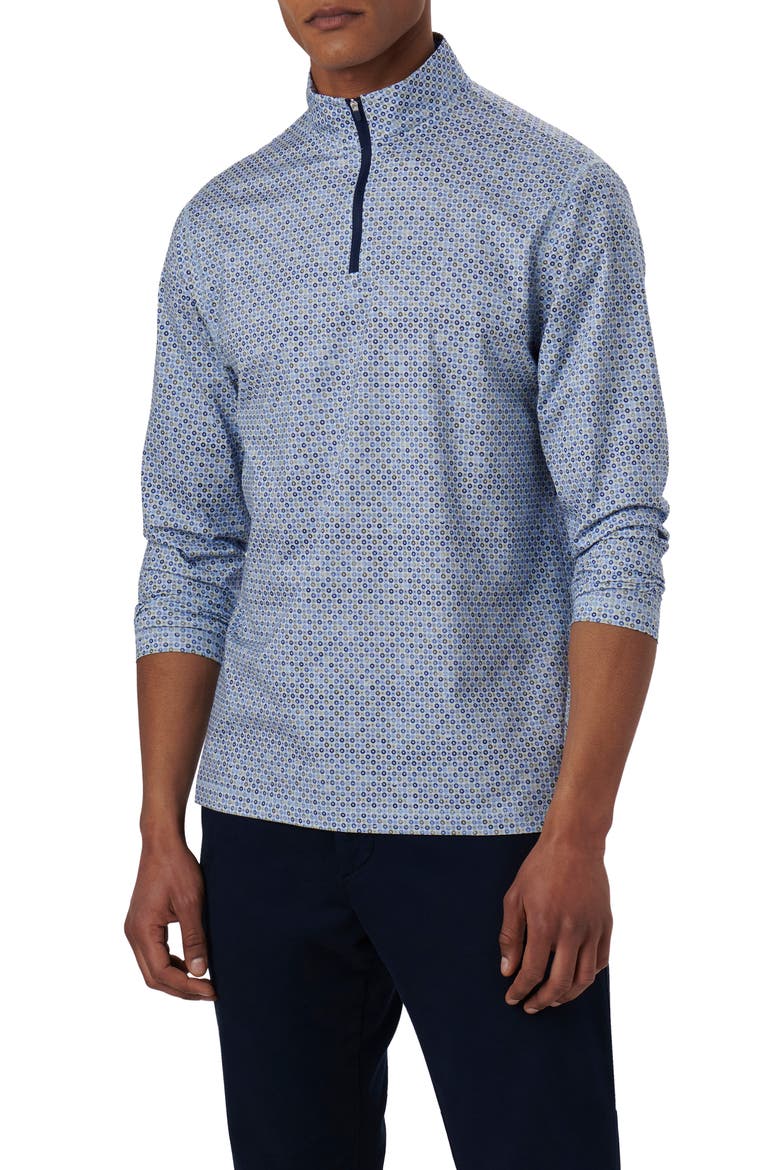 OoohCotton® Print Quarter Zip Pullover, Main, color, AIR BLUE