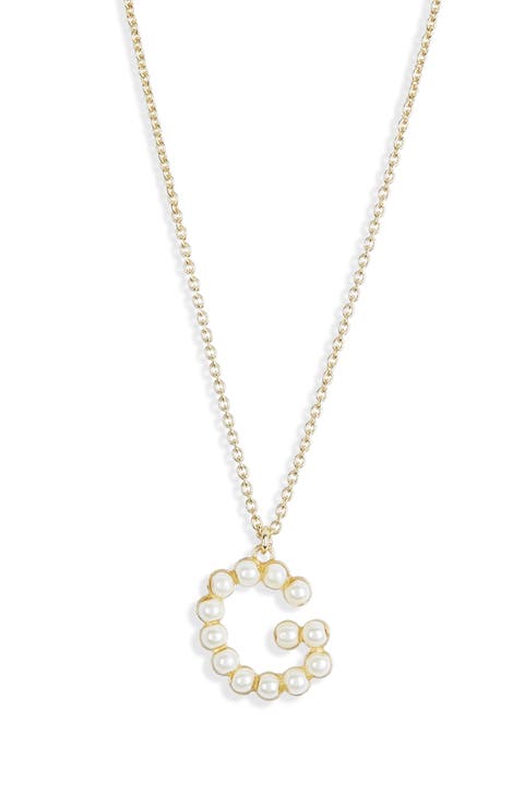 Imitation Pearl Initial Pendant Necklace