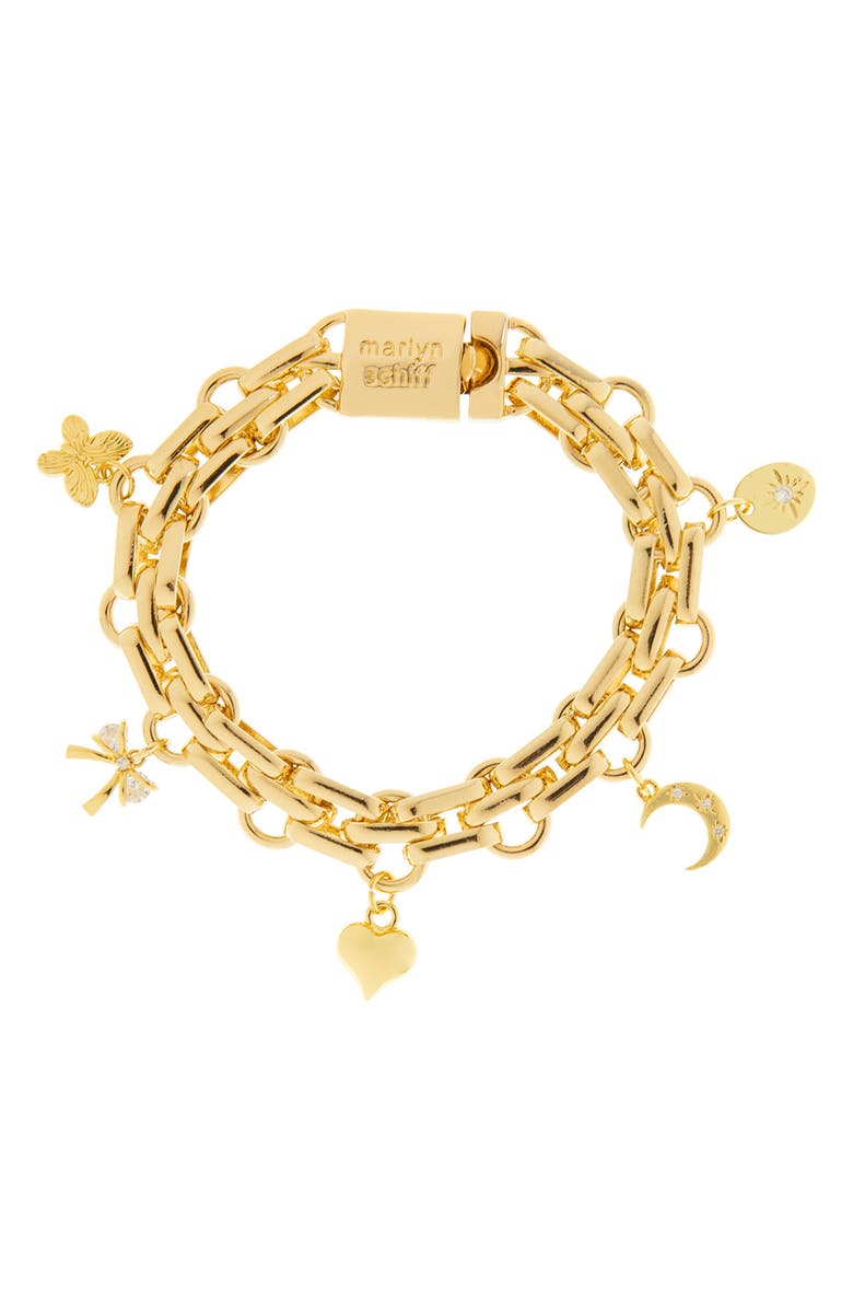 MARLYN SCHIFF Nikki Charm Bracelet, Main, color, Gold