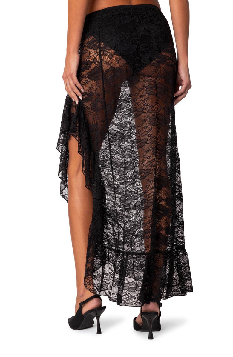 Contrast Binding Longline Tee & Sheer Lace Skirt main image 1