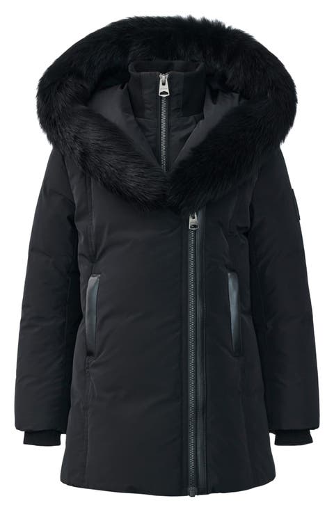 Kids' Leelee Genuine Shearling Trim Hooded Down Puffer Coat (Toddler, Little Kid & Big Kid)