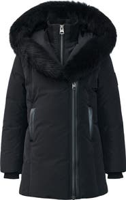 Mackage Kids' Leelee Genuine Shearling Trim Hooded Down Puffer Coat