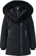Mackage Kids' Leelee Genuine Shearling Trim Hooded Down Puffer Coat