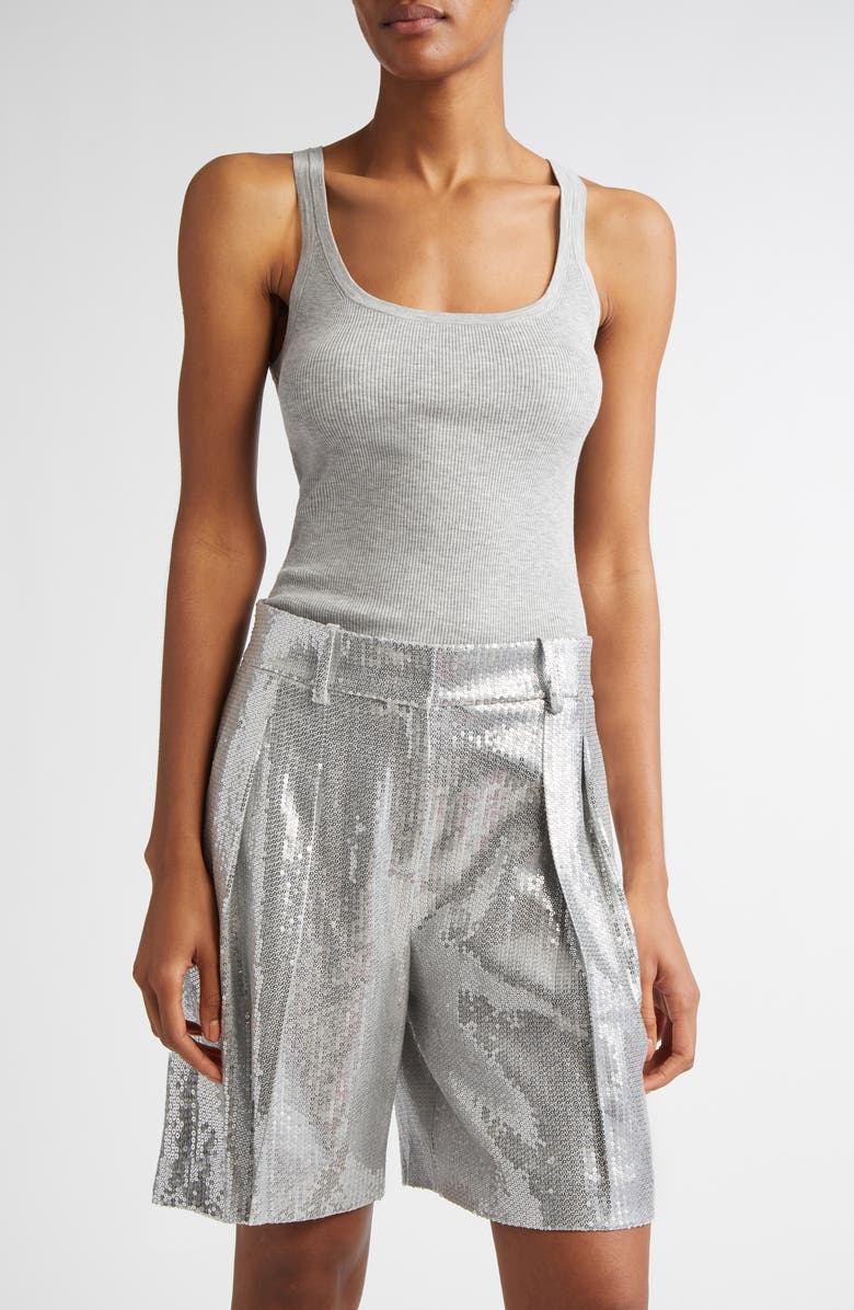 Michael Kors Collection Scoop Neck Rib Tank, Main, color, 