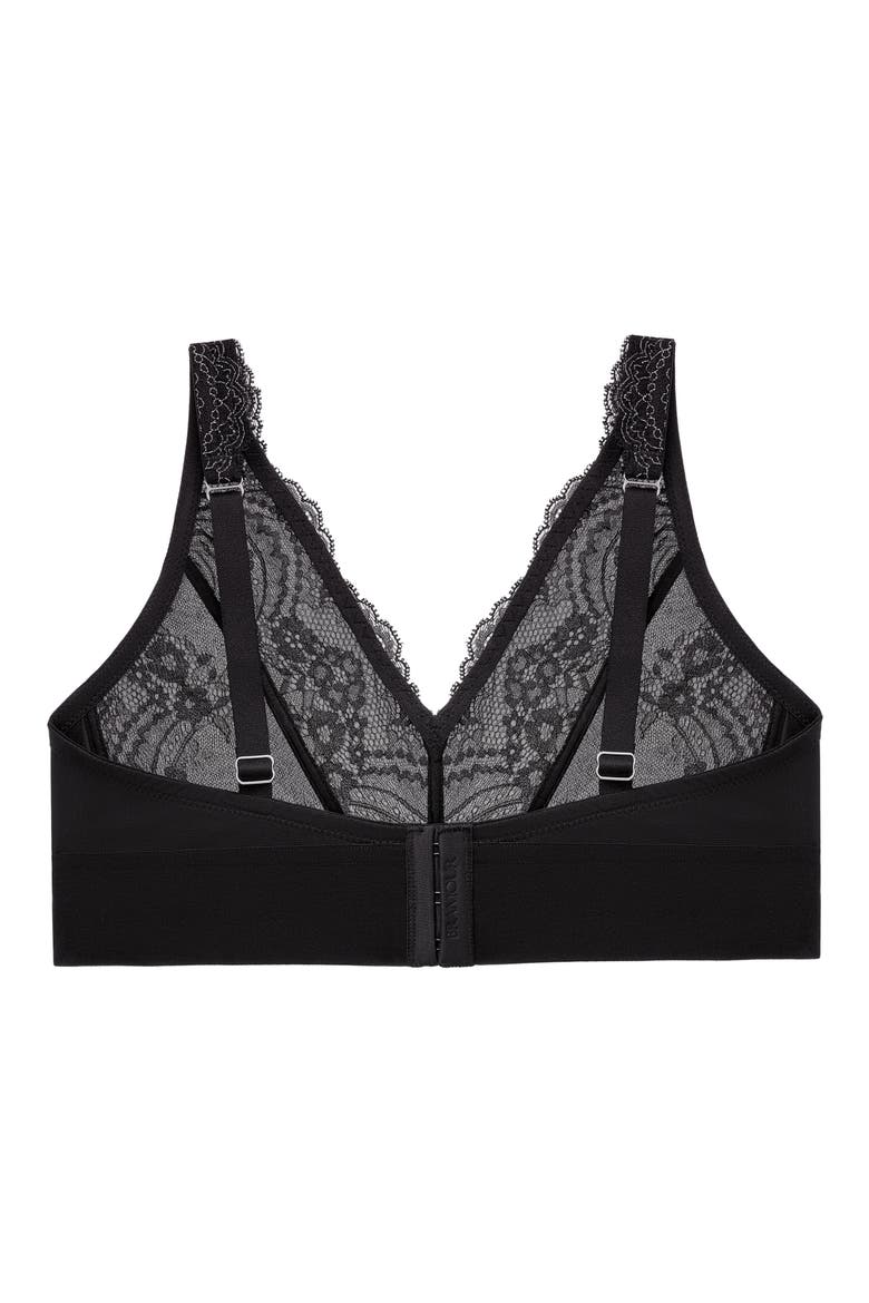 Bramour Lexington Lace Plunge Bralette, Alternate, color, BLACK