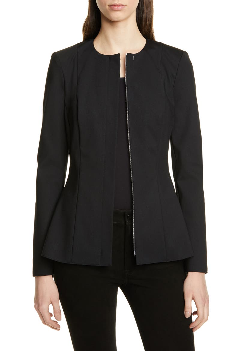 Movement Peplum Jacket, Main, color, BLACK
