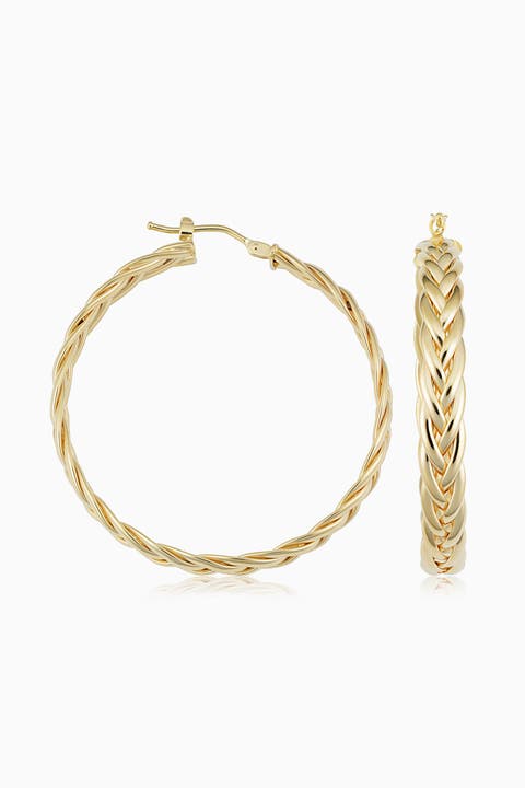 14K Yellow Gold Caesar Hoops