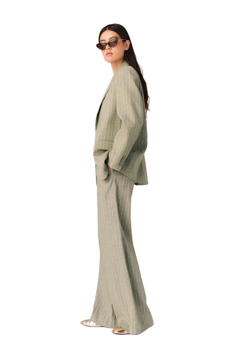 maje Linen-blend suit trousers, Alternate, color, Khaki