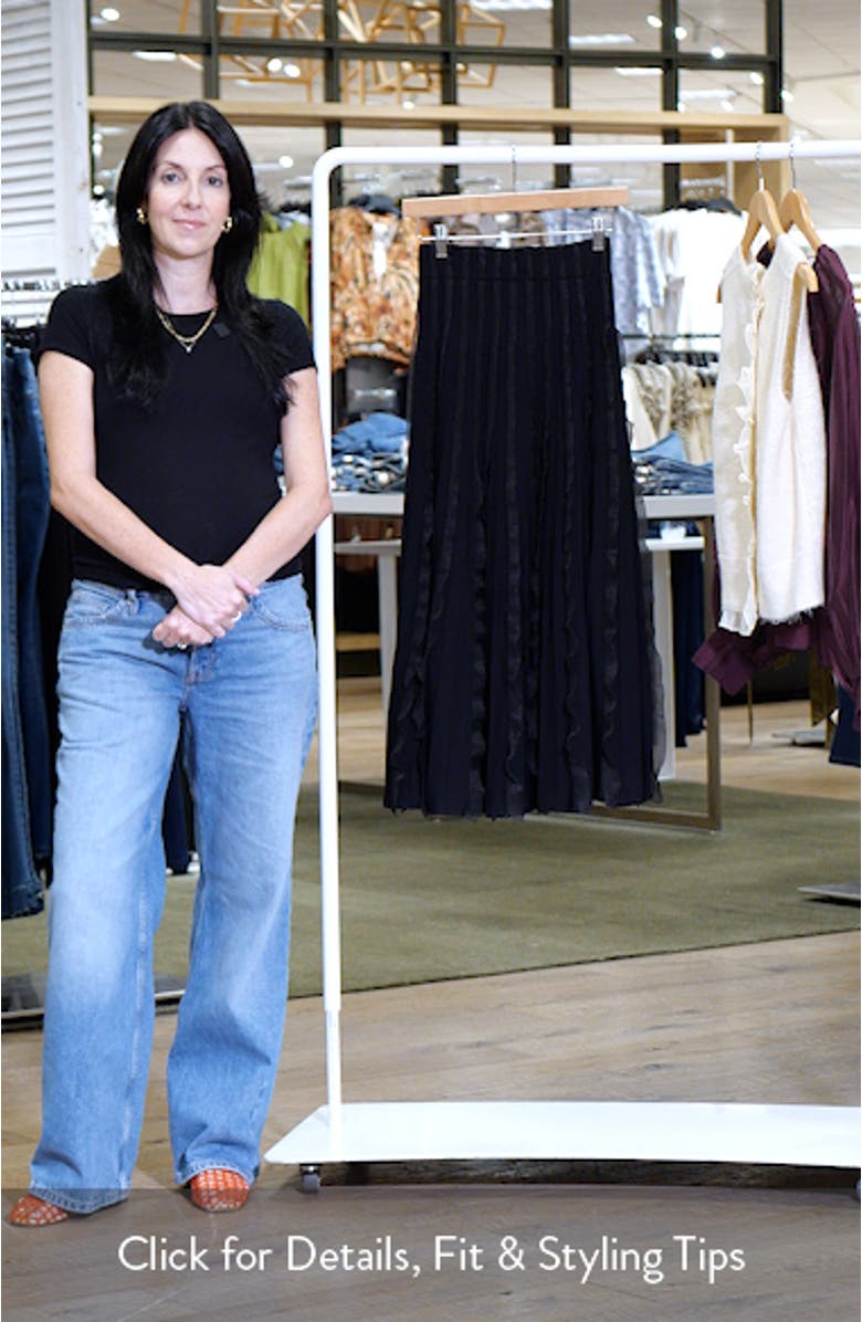 Pleated Mixed Media Midi Skirt, sales video thumbnail