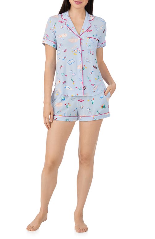Kate Spade New York Short Sleeve Boxer Pajama Set In Blue