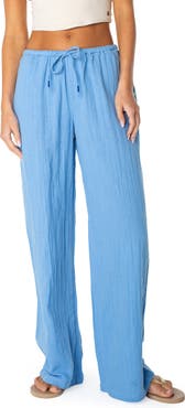 Roxy Iyla Cotton Crinkle Gauze Wide Leg Pants