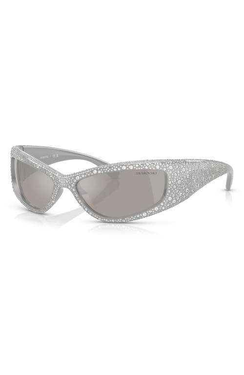 Swarovski 60mm Irregular Sunglasses In Silver Mirror
