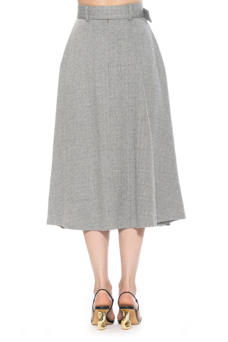 Belted A-Line Midi Skirt, Alternate, color, HERRINGBONE