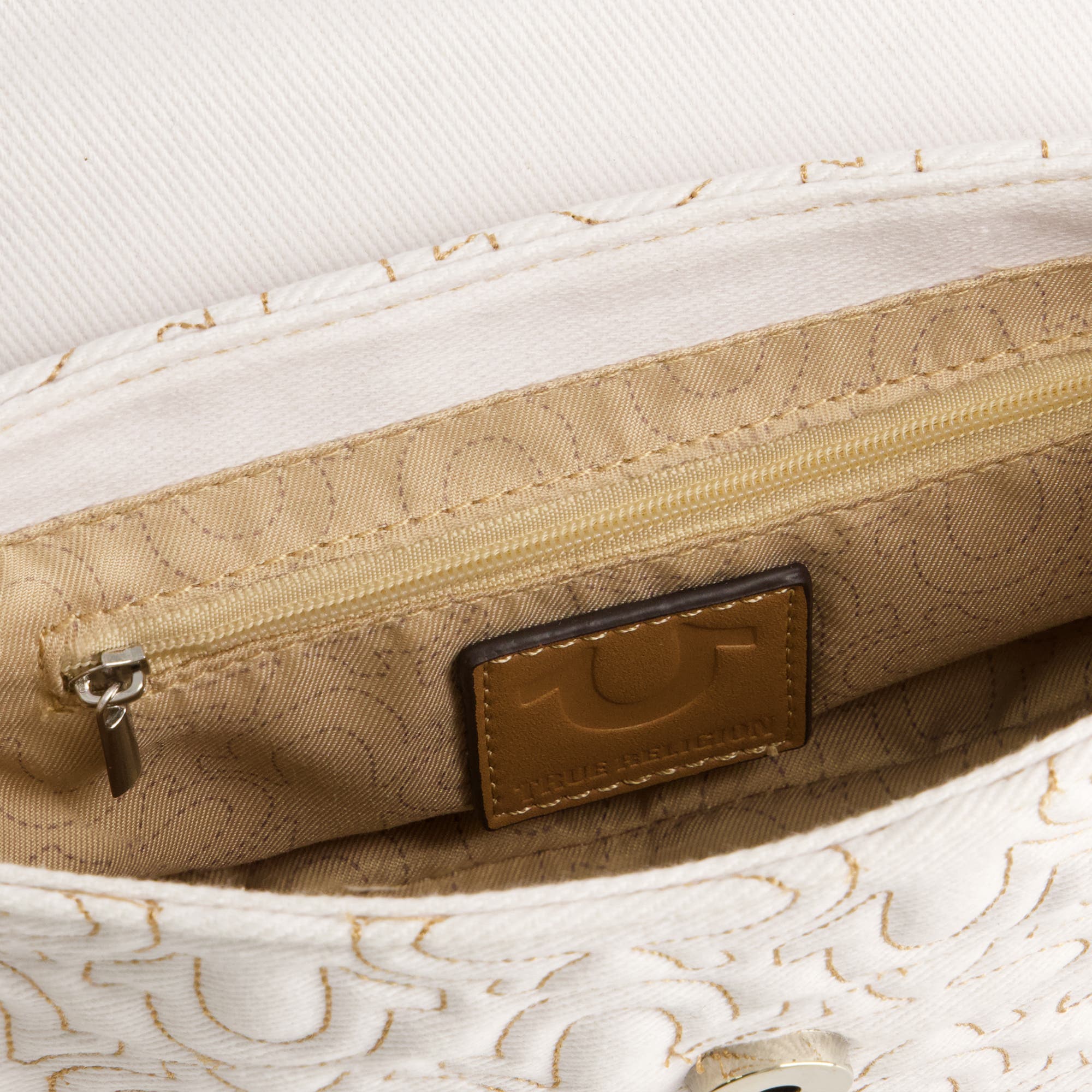 True Religion Quilted Denim Horseshoe Flap Crossbody, Alternate, color, 