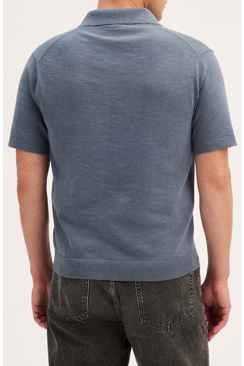 Johnny-Collar Cotton Slub Sweater Polo, Alternate, color, CHALKED MIDNIGHT