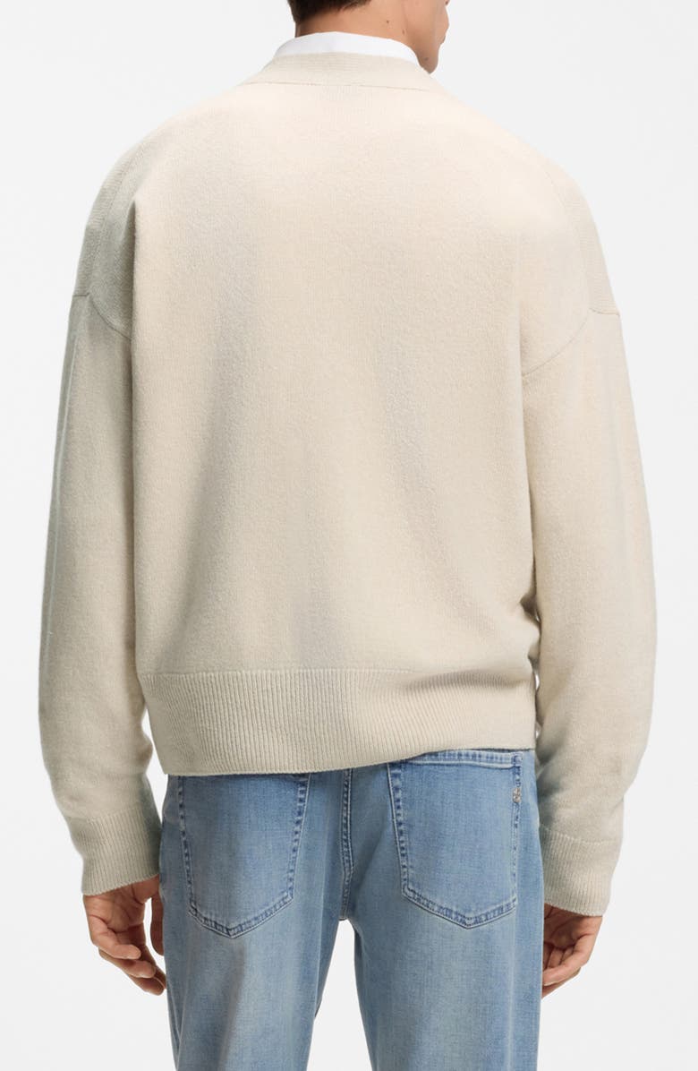 BOSS Ucone Virgin Wool Cardigan, Alternate, color, Open White