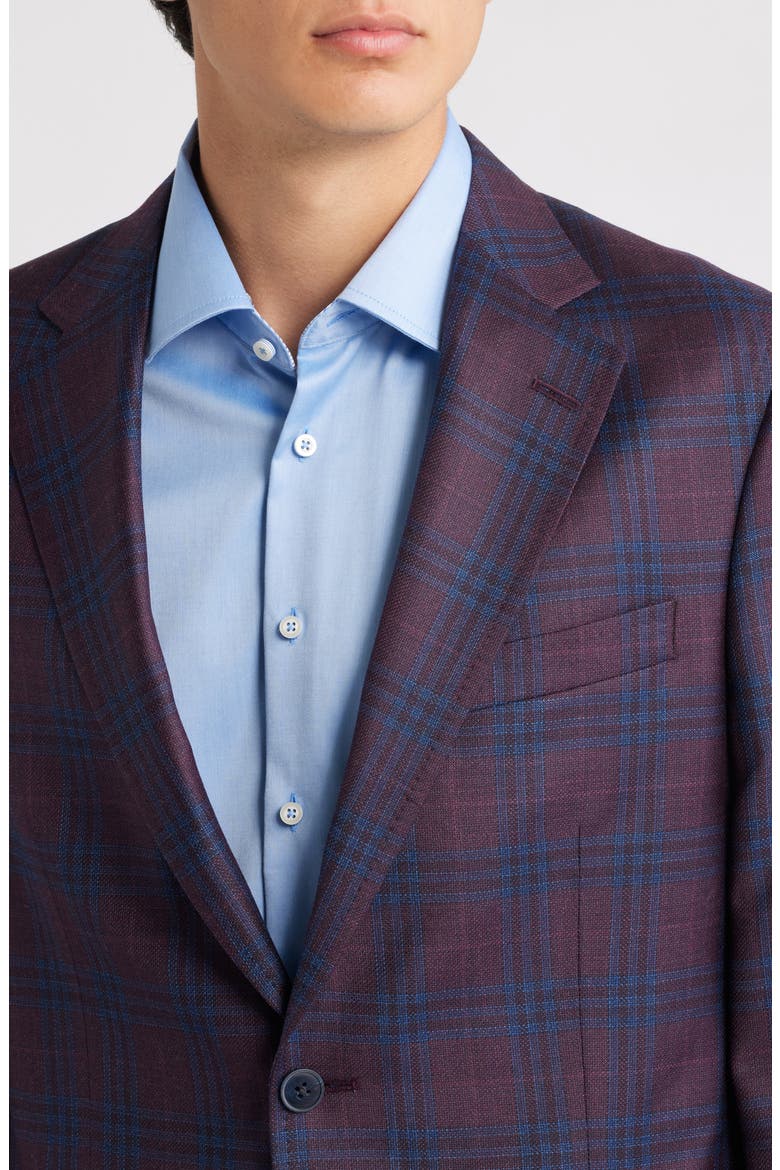 Hyperlight Soft Plaid Wool Sport Coat, Alternate, color, DARK RED