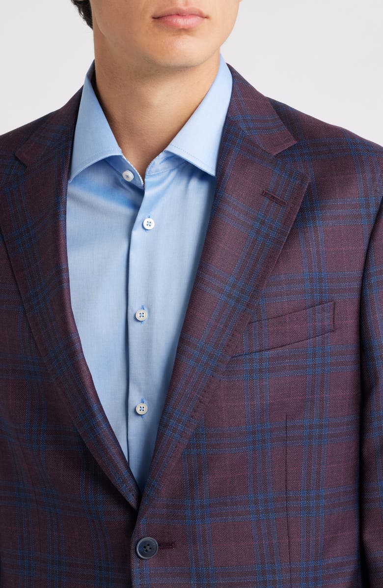 Peter Millar Hyperlight Soft Plaid Wool Sport Coat, Alternate, color, Dark Red