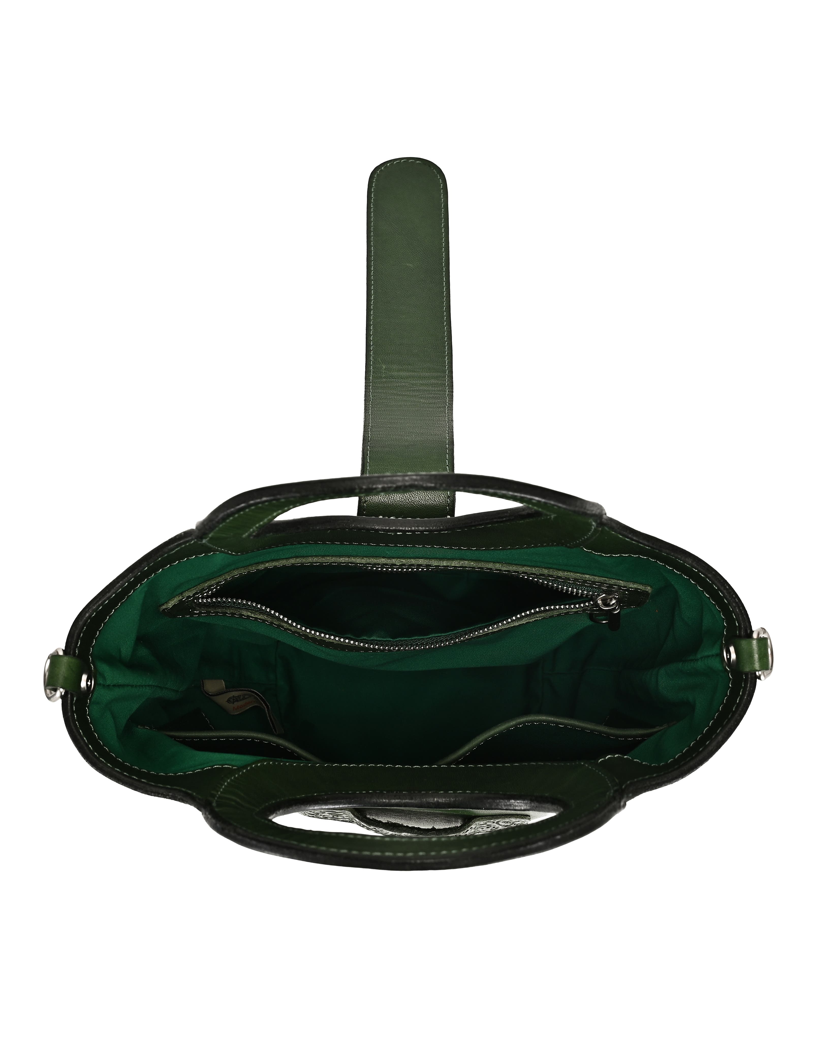 Lily Genuine Leather Structured Everyday Bucket Crossbody, Alternate, color, Green
