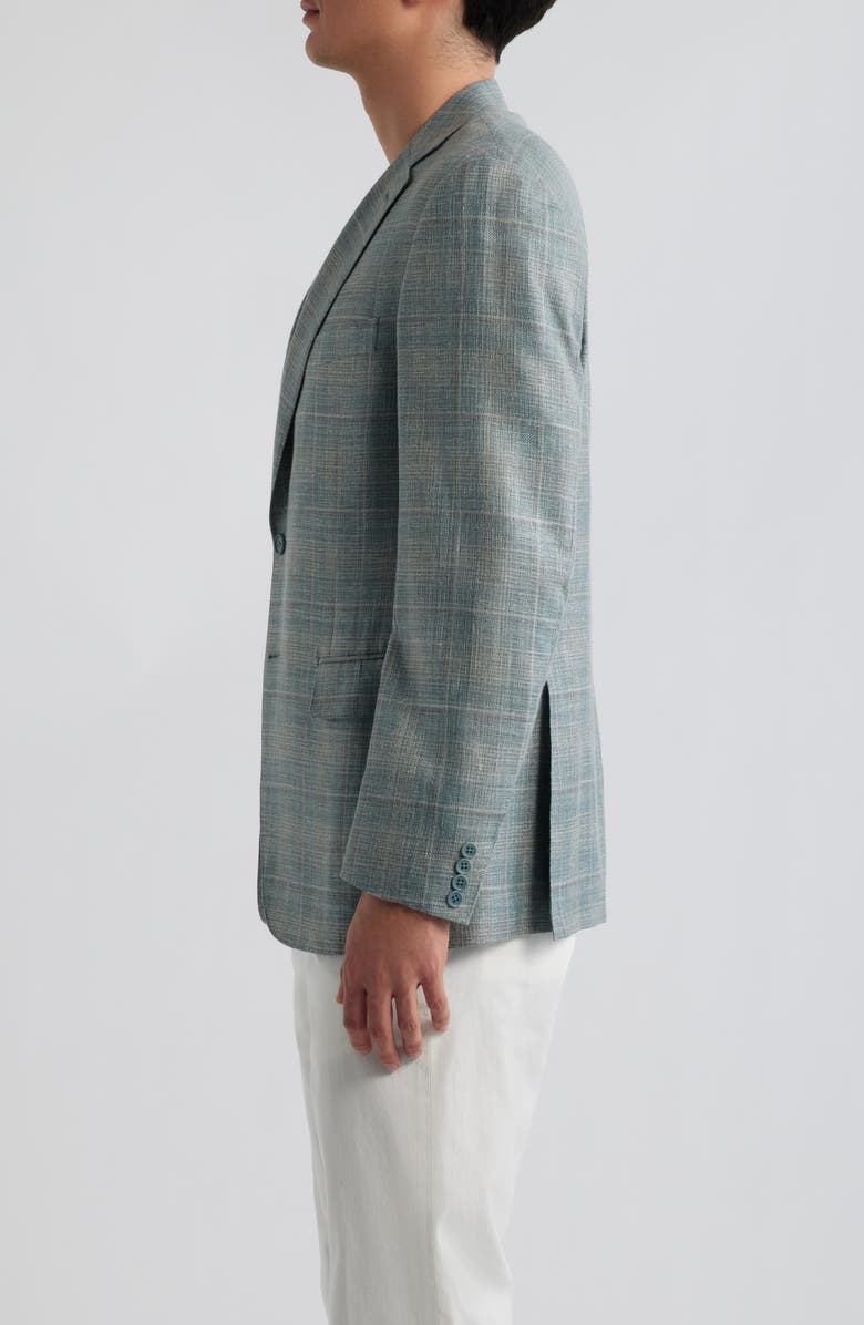 Canali Siena Regular Fit Light Green Plaid Wool & Silk Blend Sport Coat, Alternate, color, Green