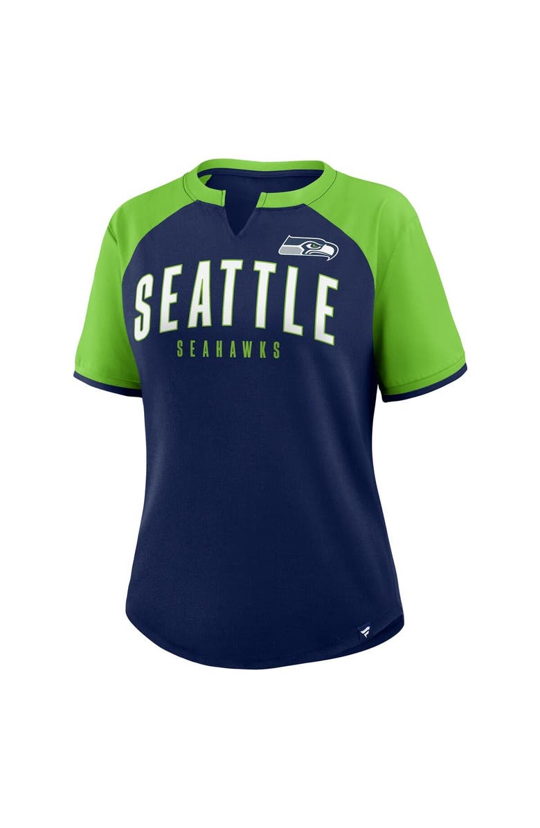 FANATICS Women's Fanatics College Navy/Neon Green Seattle Seahawks Height Advantage T-Shirt, Alternate, color, College Navy